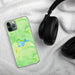 Custom Lake Arrowhead California Map Phone Case in Watercolor on Table with Black Headphones