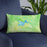 Custom Lake Arrowhead California Map Throw Pillow in Watercolor on Blue Colored Chair