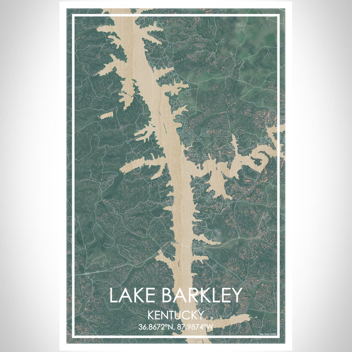 Lake Barkley Kentucky Map Print Portrait Orientation in Afternoon Style With Shaded Background