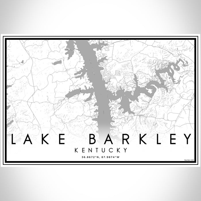 Lake Barkley Kentucky Map Print Landscape Orientation in Classic Style With Shaded Background