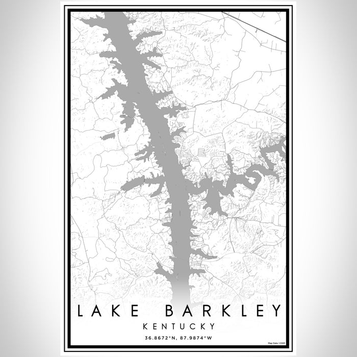 Lake Barkley Kentucky Map Print Portrait Orientation in Classic Style With Shaded Background