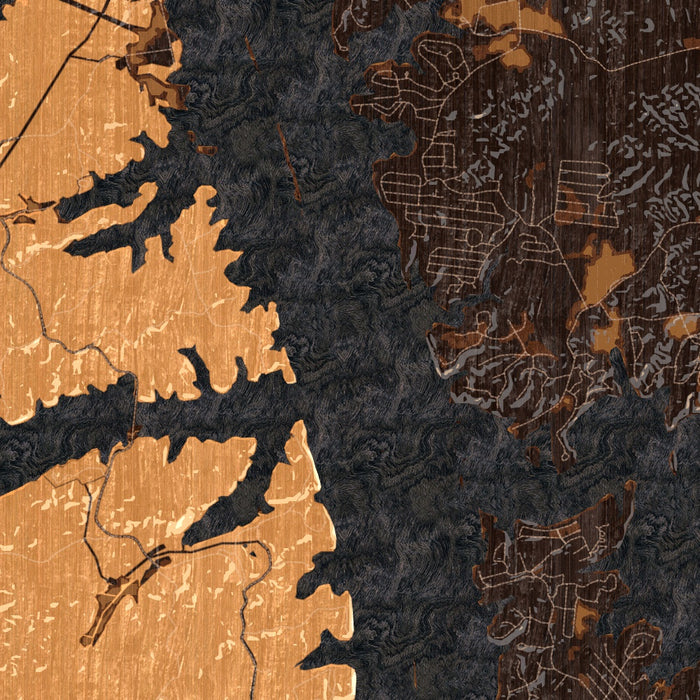 Lake Barkley Kentucky Map Print in Ember Style Zoomed In Close Up Showing Details
