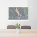 24x36 Lake Berryessa California Map Print Lanscape Orientation in Afternoon Style Behind 2 Chairs Table and Potted Plant