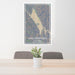 24x36 Lake Berryessa California Map Print Portrait Orientation in Afternoon Style Behind 2 Chairs Table and Potted Plant