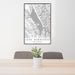 24x36 Lake Berryessa California Map Print Portrait Orientation in Classic Style Behind 2 Chairs Table and Potted Plant
