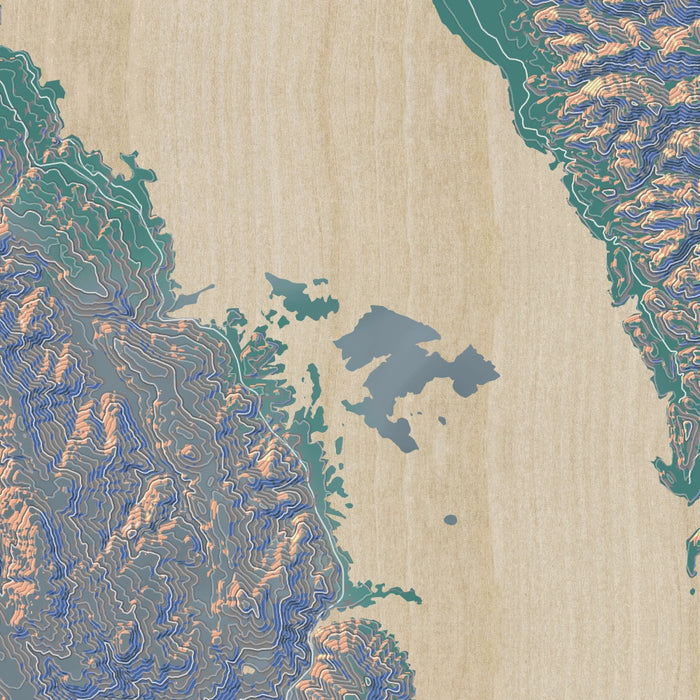 Lake Berryessa California Map Print in Afternoon Style Zoomed In Close Up Showing Details