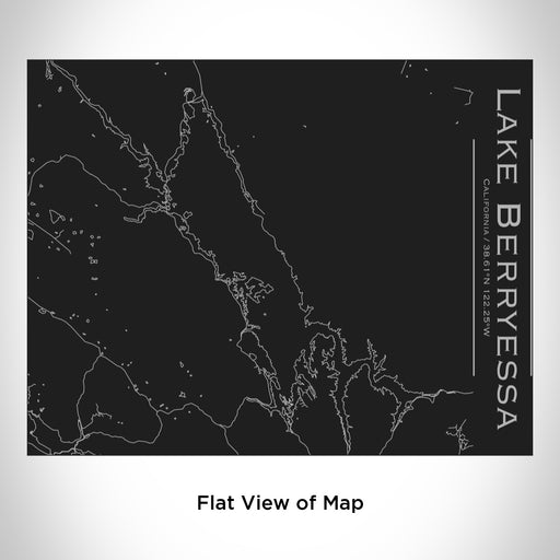 Rendered View of Lake Berryessa California Map Engraving on 20oz Stainless Steel Insulated Bottle with Bamboo Top in Black