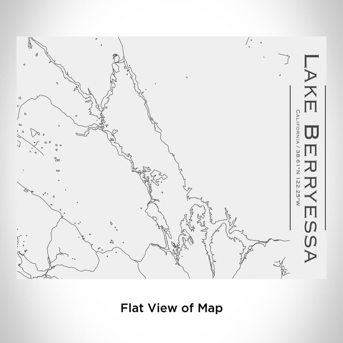 Rendered View of Lake Berryessa California Map Engraving on 20oz Stainless Steel Insulated Bottle with Bamboo Top in White