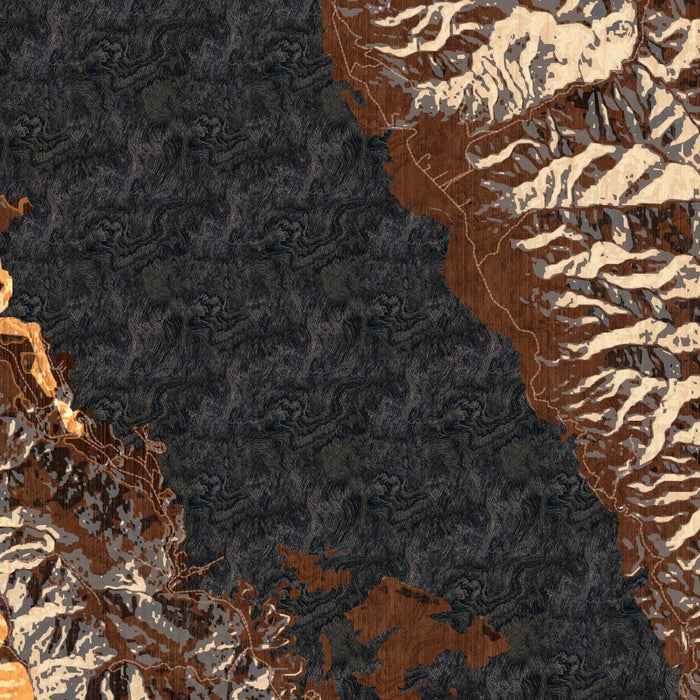 Lake Berryessa California Map Print in Ember Style Zoomed In Close Up Showing Details