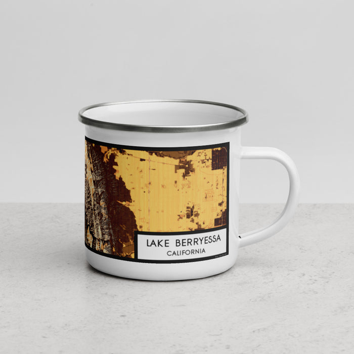 Right View Custom Lake Berryessa California Map Enamel Mug in Ember