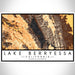 Lake Berryessa California Map Print Landscape Orientation in Ember Style With Shaded Background