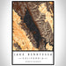 Lake Berryessa California Map Print Portrait Orientation in Ember Style With Shaded Background