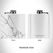 Rendered View of Lake Berryessa California Map Engraving on 6oz Stainless Steel Flask in White