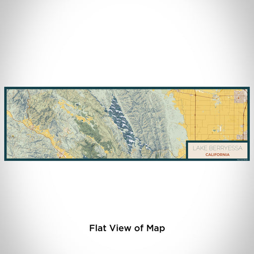 Flat View of Map Custom Lake Berryessa California Map Enamel Mug in Woodblock