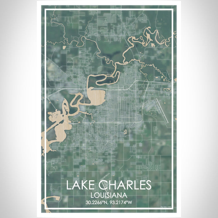 Lake Charles Louisiana Map Print Portrait Orientation in Afternoon Style With Shaded Background