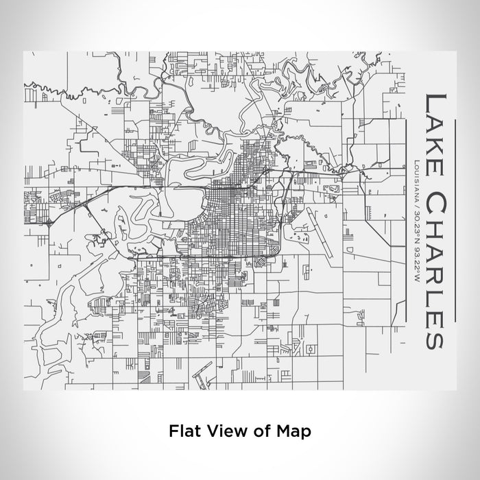 Rendered View of Lake Charles Louisiana Map Engraving on 20oz Stainless Steel Insulated Bottle with Bamboo Top in White