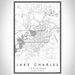 Lake Charles Louisiana Map Print Portrait Orientation in Classic Style With Shaded Background