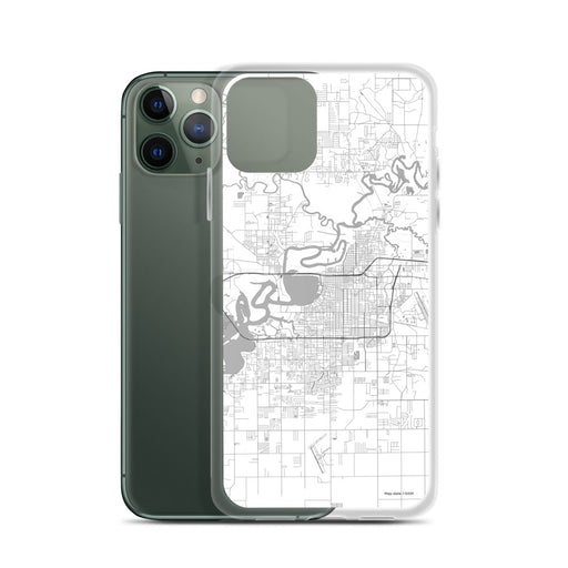 Custom Lake Charles Louisiana Map Phone Case in Classic on Table with Laptop and Plant