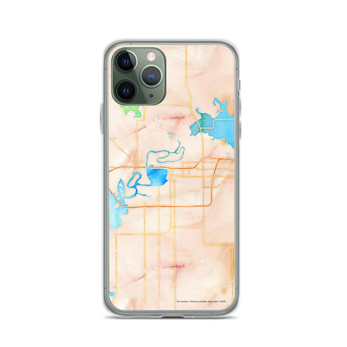 Custom Lake Charles Louisiana Map Phone Case in Watercolor