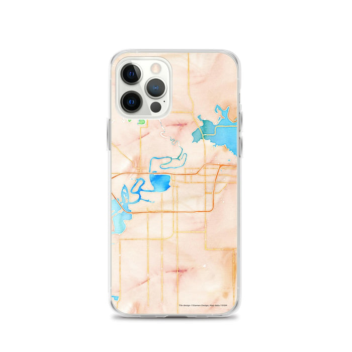 Custom Lake Charles Louisiana Map iPhone 12 Pro Phone Case in Watercolor