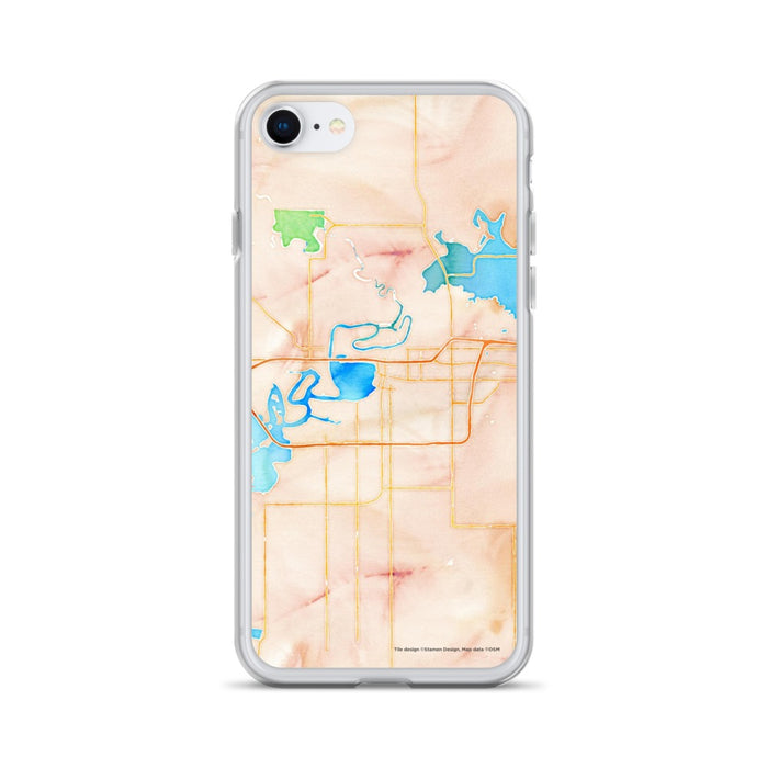 Custom Lake Charles Louisiana Map iPhone SE Phone Case in Watercolor