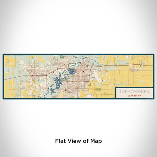 Flat View of Map Custom Lake Charles Louisiana Map Enamel Mug in Woodblock