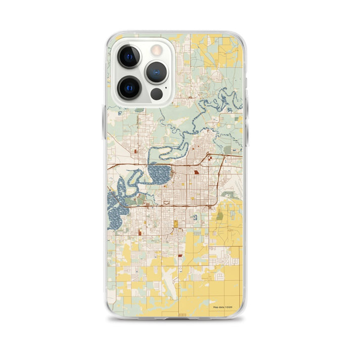 Custom Lake Charles Louisiana Map iPhone 12 Pro Max Phone Case in Woodblock