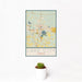 12x18 Lake City Florida Map Print Portrait Orientation in Woodblock Style With Small Cactus Plant in White Planter
