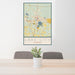 24x36 Lake City Florida Map Print Portrait Orientation in Woodblock Style Behind 2 Chairs Table and Potted Plant