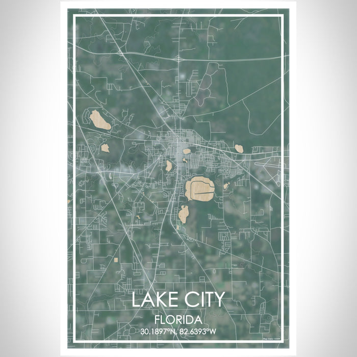 Lake City Florida Map Print Portrait Orientation in Afternoon Style With Shaded Background