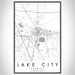 Lake City Florida Map Print Portrait Orientation in Classic Style With Shaded Background