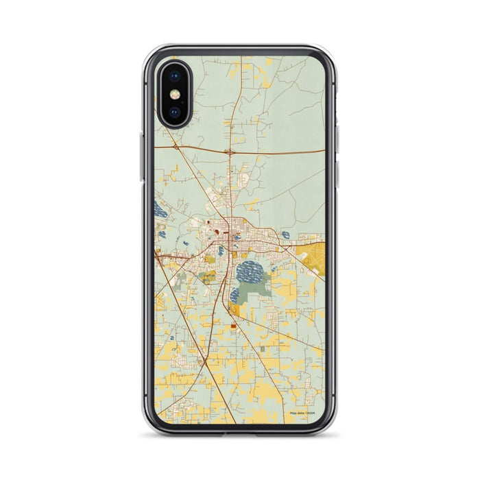 Custom iPhone X/XS Lake City Florida Map Phone Case in Woodblock