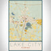Lake City Florida Map Print Portrait Orientation in Woodblock Style With Shaded Background