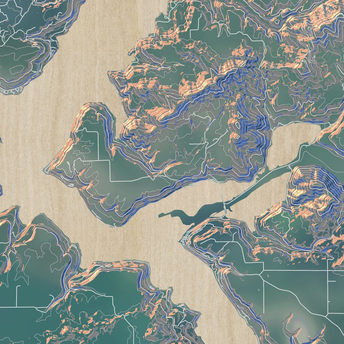 Lake Coeur d'Alene Idaho Map Print in Afternoon Style Zoomed In Close Up Showing Details