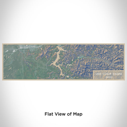 Flat View of Map Custom Lake Coeur d'Alene Idaho Map Enamel Mug in Afternoon