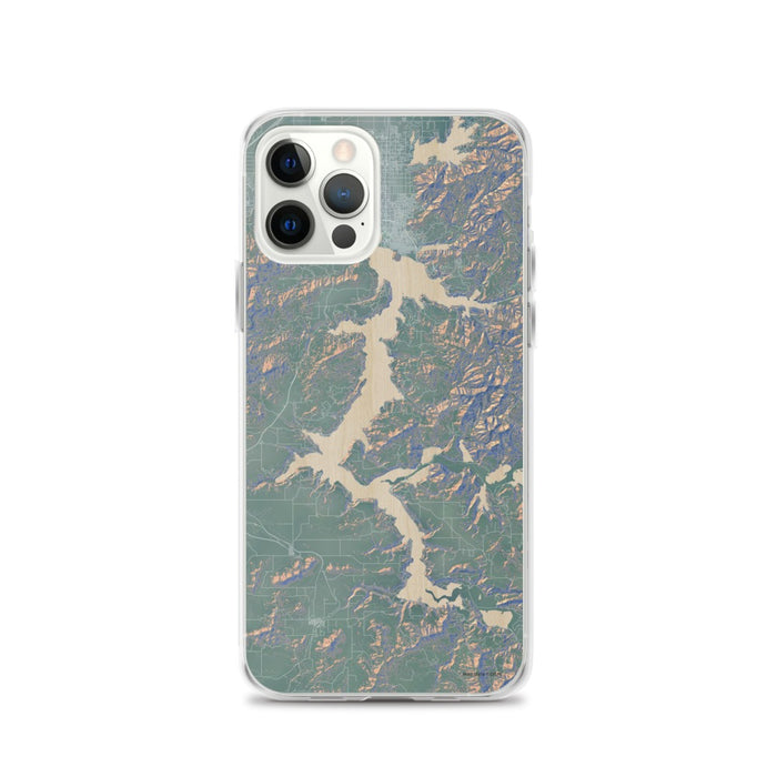 Custom iPhone 12 Pro Lake Coeur d'Alene Idaho Map Phone Case in Afternoon