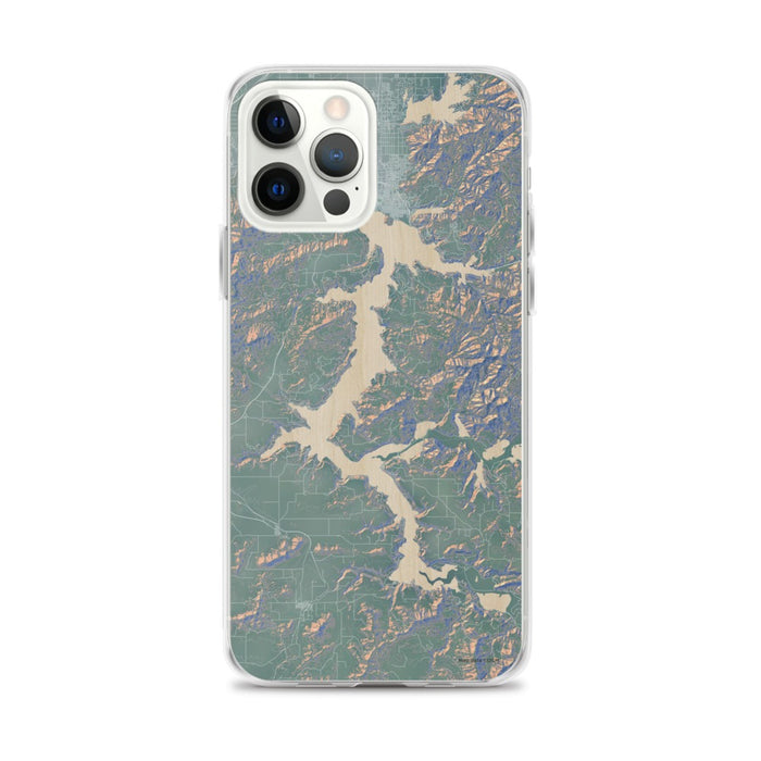 Custom iPhone 12 Pro Max Lake Coeur d'Alene Idaho Map Phone Case in Afternoon