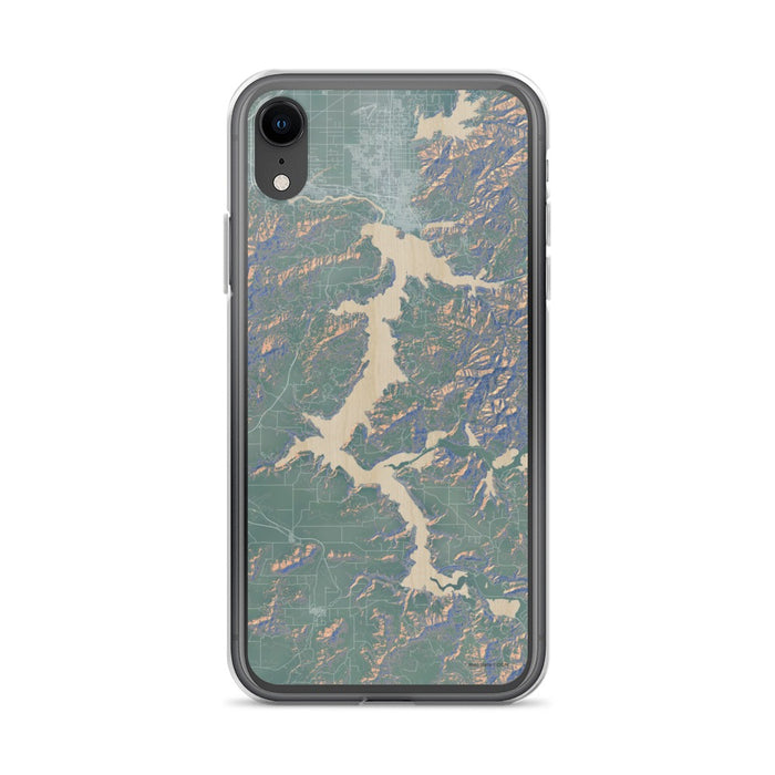 Custom iPhone XR Lake Coeur d'Alene Idaho Map Phone Case in Afternoon