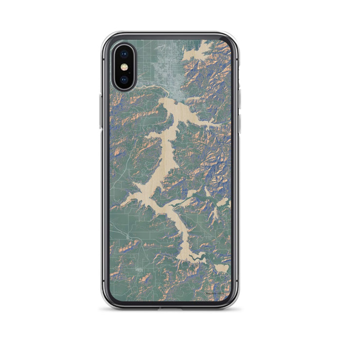 Custom iPhone X/XS Lake Coeur d'Alene Idaho Map Phone Case in Afternoon