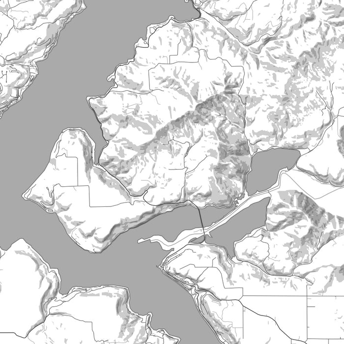 Lake Coeur d'Alene Idaho Map Print in Classic Style Zoomed In Close Up Showing Details