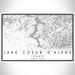 Lake Coeur d'Alene Idaho Map Print Landscape Orientation in Classic Style With Shaded Background
