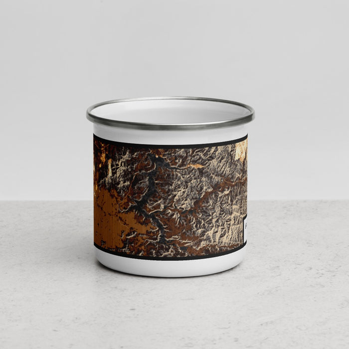 Front View Custom Lake Coeur d'Alene Idaho Map Enamel Mug in Ember