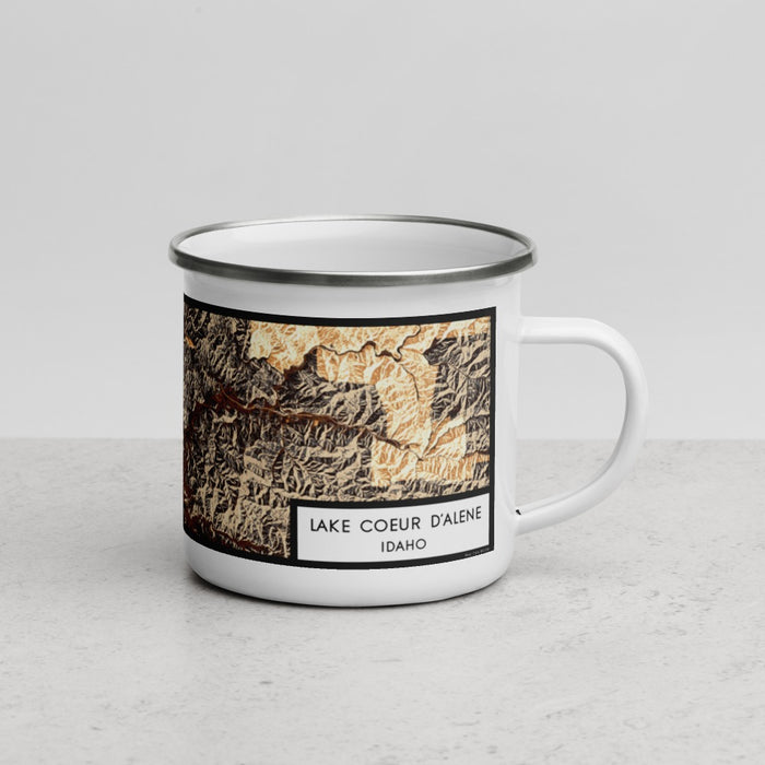 Right View Custom Lake Coeur d'Alene Idaho Map Enamel Mug in Ember