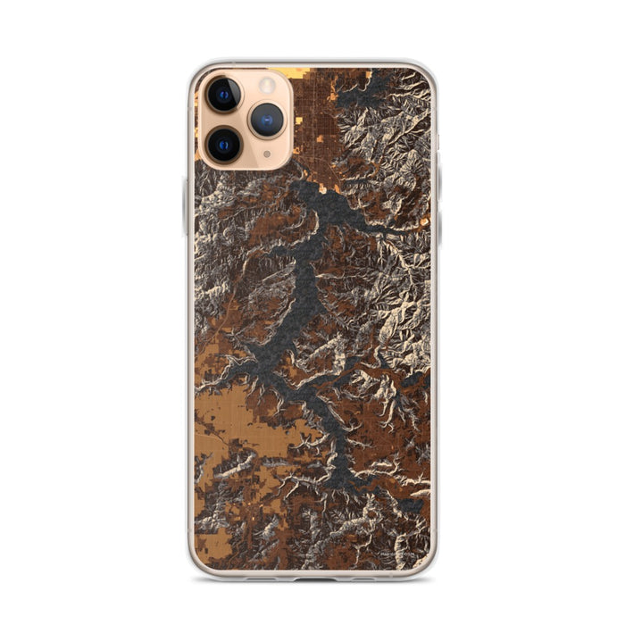 Custom iPhone 11 Pro Max Lake Coeur d'Alene Idaho Map Phone Case in Ember