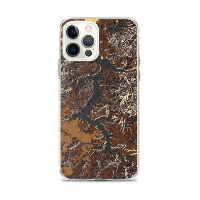 Custom iPhone 12 Pro Max Lake Coeur d'Alene Idaho Map Phone Case in Ember