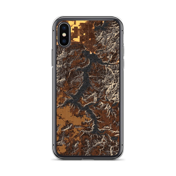 Custom iPhone X/XS Lake Coeur d'Alene Idaho Map Phone Case in Ember