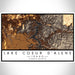 Lake Coeur d'Alene Idaho Map Print Landscape Orientation in Ember Style With Shaded Background