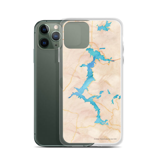 Custom Lake Coeur d'Alene Idaho Map Phone Case in Watercolor