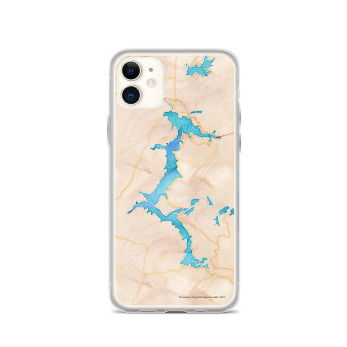 Custom iPhone 11 Lake Coeur d'Alene Idaho Map Phone Case in Watercolor