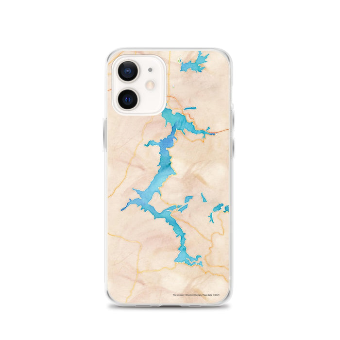 Custom iPhone 12 Lake Coeur d'Alene Idaho Map Phone Case in Watercolor